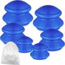TrelaCo 6 Pcs Cupping Kit for Massage Therapy 3 Sizes Silicone Cupping Set Chinese Massage Therapy for Studio Household Cellulite Joint Pain Muscle Pain(Solid Blue)