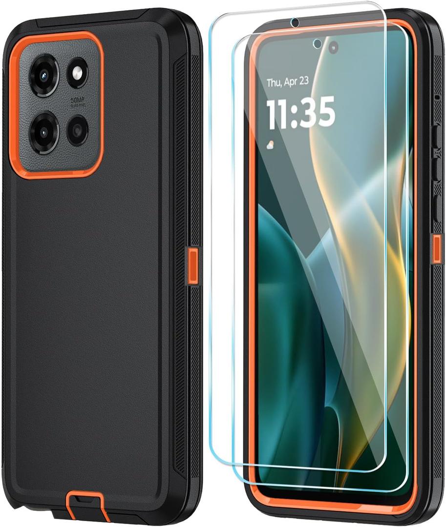 Qinmay Phone Case for Motorola Moto G Stylus 5G 2025 Case with HD Screen Protector, Heavy Duty Shockproof & Cover Phone Case for Moto G Stylus 2025, BlackOrange Qinmay Phone Case for Motorola Moto G Stylus 5G 2025 Case with HD Screen Protector, Heavy Duty Shockproof & Cover Phone Case for Moto G Stylus 2025, BlackOrange