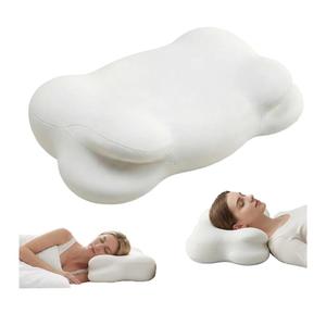 Cloud Pillow, Ergonomic Memory Foam Cervical Neck Support Pillow with Breathable Pillowcase, Adjustable Dual-Height Design for Side Back Stomach Sleepers (White)
