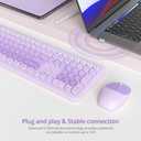 Fogruaden Quiet Purple Wireless Keyboard and Mouse, 2.4GHz Retro Cute Typewriter-Style Full-Size Colorful Keyboard and Mouse Combo, Slim Design, Low-Noise Typing for Home, Office, Windows PC, Laptop