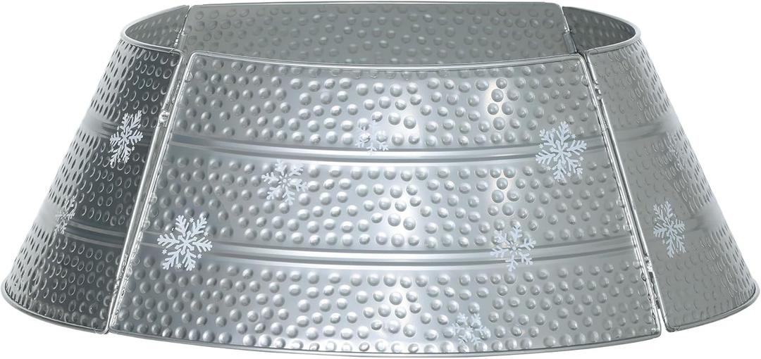 HOMCOM Christmas Tree Collar, Steel Tree Ring Skirt, Home Xmas Decoration for Christmas Tree, 26" x 26" x 9", Bright Silver