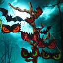 30 Pcs Halloween Ornaments for Tree Wooden Spooky Eyes Ornament with Ropes Hanging Decorations for Outdoor Indoor Bush, Yard, Window, Graveyard Scenes and Party Supplies