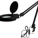 Neatfi (New Model) LED Magnifying Lamp with Clamp, 12W, 60 SMD LEDs, Adjustable Step Dimming Brightness, Desk Lamp Magnifier Light for Crafts, Painting, and Hobbies (Black, 5-Diopter) (5-Diopter, Black)