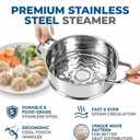 2 Tier Steamer Pot with Lid, 4 Quart Stainless Steel Food Steamer for Cooking, Multipurpose for Vegetable, Dumpling, Sauce, Pasta