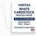 Veritas White Cardstock 8.5 x 11, 110LB/199GSM Heavyweight Card Stock, 100 Sheets, Thick Cardstock Printer Paper for Copy, Printing, Art Projects, Invitations, Made In USA