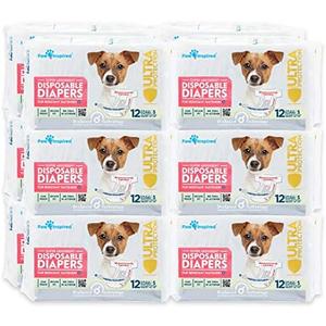 Paw Inspired Disposable Dog Diapers | Female Dog Diapers Ultra Protection | Diapers for Dogs in Heat, Excitable Urination, or Incontinence (12&144 Count) (Small (144 Count))