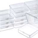 SATINIOR 24 Packs Small Clear Plastic Beads Storage Containers Box with Hinged Lid for Storage of Small Items, Crafts, Jewelry, Hardware (3.7 x 3.7 x 1.18 Inches)