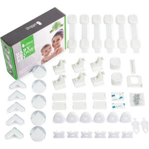 Baby Proofing Kit 44 Pack Child Proof Essentials Set with Magnetic Cabinet Locks, Corner Protectors, Outlet Covers & Adjustable Safety Straps - No Drill Baby Safety Products for Home
