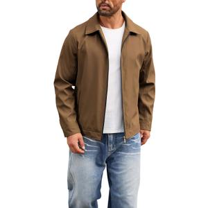 QTE Lightweight Jackets for Men Casual Windbreaker Stylish Light Fall Spring Golf Work Dress Business Coat M