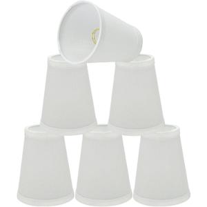 Aspen Creative 32662-6B Small Hardback Empire Shape Chandelier Clip-On Lamp Shade Set (6 Pack), Transitional Design in White, 4" bottom width (2 1/2" x 4" x 5")