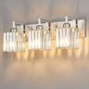 Modern Bathroom Vanity Light 3-Lights Brushed Nickel Vanity Light Crystal Wall Light Bathroom Light Fixtures