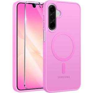 FNTCASE for Galaxy A26 5G Phone Case: Magnetic Matte Translucent Military Grade Drop Protection Cell Phone Cover - Slim Rugged Durable Shockproof Protective for Samsung A26 Cases - Pink