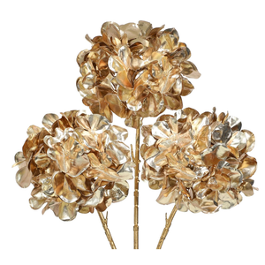 Hollyone 3Pcs Artificial Hydrangea Flowers 26inch Christmas Ornaments Flowers Champagne Gold Fake Hydrangea Flower Floral Arrangements Bouquets Xmas Faux Hydrangeas Stems Wedding Christmas Home Decor