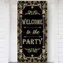 Welcome to The Party Door Banner Decor: Roaring 20s Gatsby Theme Party Decorations - Jazz Style 1920s Door Cover for Retro Birthday Retirement Movie Night New Year Bachelor Event Supplies