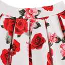 Dressever Women's Vintage A-line Printed Pleated Flared Midi Skirts (White, XS)