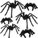 6 Halloween Spider Decorations, Realistic Hairy Spiders Set, Giant Scary Spider Props for Yard, Indoor and Outdoor Creepy Decor, Home Party Decorations (36 30 24 18 18 12)