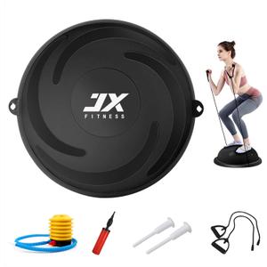 JX FITNESS 58cm Balance Half Ball Trainer, Stability Exercise Yoga Half Ball with Resistance Bands & Pump - Improve Core and Ab Strength with Full Body Home Gym Workouts Or Fitness Training