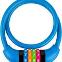 Büchel Bike Locks Cable for Kids - Colorful & Keyless - Secure Your Child's Bike - Easy-to-Use Bicycle Accessory, High Security 5 Digit Resettable Combination Coiling Bicycle Lock, Anti Theft Blue 65 Cm