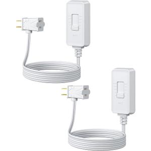 DEWENWILS Plug in Dimmer Switch for Lamp, Table Lamp Dimmer for Dimmable LED/CFL Lights and Incandescent Bulbs, Full Range Slide Control, Extension Cord Dimmer, White, 2 Pack