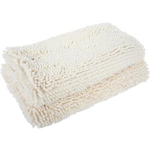 2pcs Chenille Non Slip Water Absorbent Bath Mat Set Machine Washable Non Skid Rugs for Bathroom Kitchen Living Room 50x140cm 50x80cm (White)