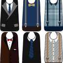 SATINIOR 6 Pack Adult Bibs for Men Elderly Eating Bibs with Crumb Catcher Waterproof Washable Clothing Protectors Father Gift (Suspenders Style)