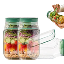 2 x Salad Jar with Side Opening - Leakproof Portable Salad Container with Dressing Cup & Lid, Lid-to-Bowl Design, Dishwasher & Freezer Safe for for Office, Gym, Travel, Picnic, Green