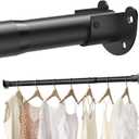 Closet Rods for Hanging Clothes, 16 to 88 Inch Stepless Adjustable Closet Rod, Heavy Duty 1.3 Inch Closet Hanging Rod for Closet Wardrobes Laundry (Matte Black)