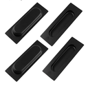 4PCS Black Recessed Sliding Door Pull, 4.72Inch Rectangular Stainless Steel Finger Flush Pulls for Closet Pocket, Sliding Barn Door Handle Set