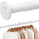 No Drilling Closet Rod, 27.5-74 Inches Hanging Closet Rod for Clothes, Closet Bar & Pole Heavy-duty, Closet Rods for Hanging Clothes For Closet Wardrobes Bathroom Laundry RV Curtains,White