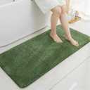 COSY HOMEER Bath Rugs for Bathroom Extra Thick- Anti-Slip Bath Mats Soft Plush Yarn Shaggy 100% Strong Mirco Polyeste Mat Living Room Bedroom Mat Floor Water Absorbent(Green,24x48 - Inches)