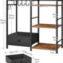 HOOBRO Purse Organizer Rack for Closet, 3-Tier Handbag Storage Stand with Hooks & Drawer, Large Capacity Bag Organizer for Bedroom, Space-Saving Purse Holder for Women, Black and Rustic Brown BF28CJ01