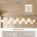 Gold Linear Chandelier Mid Century Modern Linear Chandelier with 22 Lights White Glass Globe, Large Long Sputnik Pendant Light for Dining Room, Living Room, Kitchen Island, Dia 70 Inch