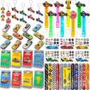 Race Car Party Favors Birthday Party Supplies-Racing Car Birthday Decorations, Mini Race Car, Keychain, Slap Bracelet, DIY Stickers, Race Car Goodie Bags for Kids Birthday Party Classroom Reward