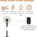 Amazon Basics 16" Pedestal Fan with Remote, Floor Fan, Standing Fan for Bedroom, Living Room, Office, with 3 Speeds, 3 Modes, Timer, Dual-Layered Blades, Adjustable Height, Tilt Head, 60W, Black