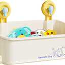 CBJHPZ Bath Toy Storage - Wall Mounted Bath Toy Holder with Suction Cup, Quick Drain Large Capacity Bathtub Toy Storage for Bathroom (Yellow)