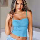 Avidlove Sexy Camisoles Tank Tops for Women Cute Spaghetti Strap Crop Ruched Tube Top (Blue, S)