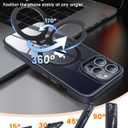 PuyaTeya 360 Rotatable Magnetic Stand for iPhone 13 pro max Case Compatible with Mag-Safe 16FT Military Drop Protection, Anti-Scratch/Fingerprint Shockproof iPhone 13 pro max Phone Case(Clear-Black)