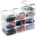 Citylife 1.3 QT 10 Pack Small Storage Bins Plastic Storage Container Stackable Box with Lids for Organizing, Clear White