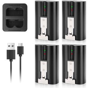 4-Pack Ring V4 Battery and Dual USB Charging Station Compatible with Ring Video Doorbell 2/3/4/3plus, Stick Up Cam (2nd and 3rd Gen) Rechargeable 3.65V 6040mAh Battery