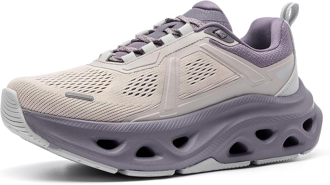NORTIV 8 Women's Cushioning Walking Shoes Non Slip Breathable Comfortable Workout Running Tennis Jogging Gym Athletic MovePropel Fashion Sneakers (Size 6.5, Grey Pink/Purple)
