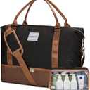 WOOMADA Weekender Overnight Bag for Women, Carry on Shoulder Travel Duffel with Shoes Compartment,Gym Bag with Toiletry Bag 