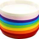 Frcctre 24 Pack Kids Plastic Plates, 7 Inch Small Unbreakable Children Dinner Plates Set BPA Free Reusable Snack Salad Plate for BBQ, Travel, Events, Dishwasher Safe, 8 Colors