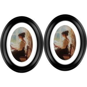 2 Pack 5x7inch Vintage Oval Picture Frame Photo Frame Table Top Display and Wall Hanging Home Decor, Old Fashioned Photo Gallery Art Decor