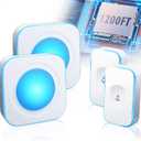 Wireless Doorbell 1200ft Waterproof Door Bells & Chimes Wireless Kit 36 Melodies 4 Volume levels with LED Flash For Home Office FUHONGRUI(2 Receivers&2 Buttons White)
