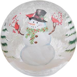 LED Glass Globe Lamps 5.9 Inch Ball Lights Christmas Supplies Cordless Table Sphere Lamp Orb Light for Bedroom Living-Room (1 Pack) (Snowman)