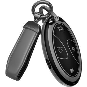For Hyundai Key Fob Cover Accessories- Matte TPU Key Fob Cover with Leather Keychain for Ioniq 6 Grandeur GN7 KONA Elanrtra Sonata Tucson 2023 2024 2025 2026 Santa and More. (Matte Gray, 5 Buttons)