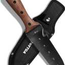 Hori Hori Garden Knife, Garden Tools with Sheath for Weeding,Planting,Digging, 7" Stainless Steel Blade with Cutting Edge, Full-Tang Wood Handle with Hanging Hole (Double head)