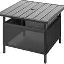 LZRS Adirondack Square Outdoor Side Table with Umbrella Hole, Pool Composite Patio Table,HDPE End Tables for Backyard,Pool, Indoor Companion, Easy Maintenance & Weather Resistant(Light Grey)