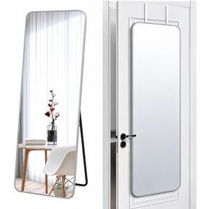 57x20" Full Length Mirror Floor Stand,Over the Door,Wall Mounted Silver