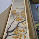 MyGift 6 Panel Large Bamboo Room Divider with Dual Sided Asian Birds Gingko Biloba Tree Sunset Design Print, 6FT Freestanding Artwork Privacy Partition Folding Screen with Beige Solid Wood Frame